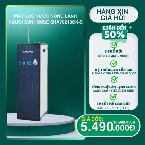 Máy lọc nước ro Nóng lạnh Sunhouse SHA76213CK